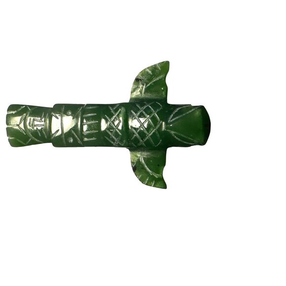 Nephrite Jade Hand-Carved Totem Pendant Alaska Native Design Protection Talisman - Picture 2 of 10